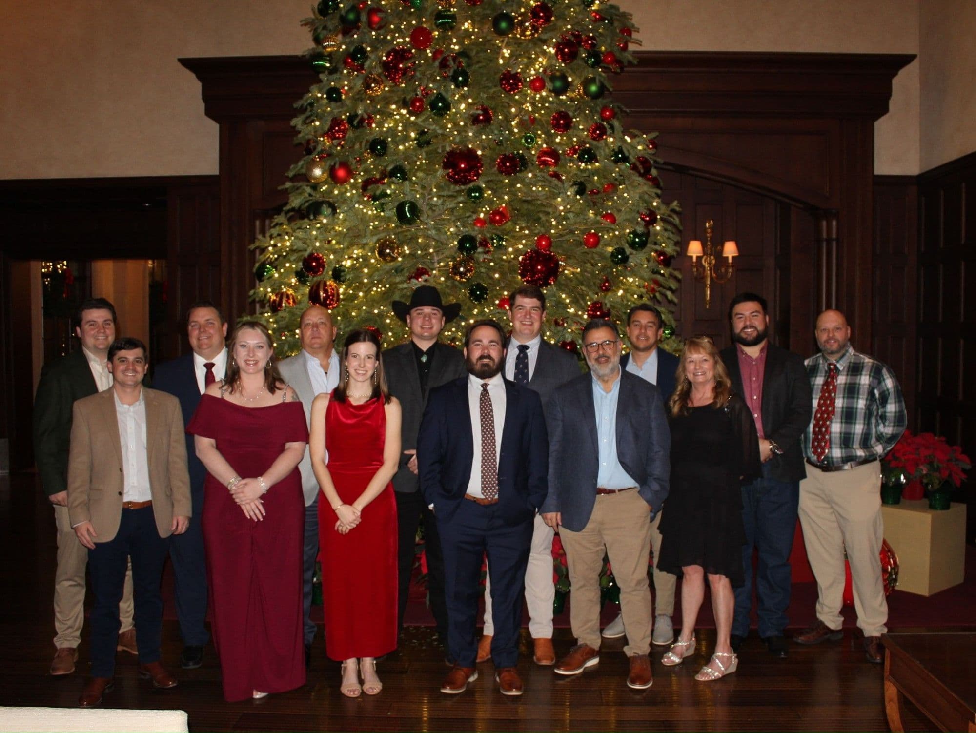 The Southland team at our 2025 annual Christmas party in front of the tree